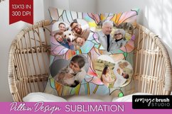 Stained Glass Photo Pillow PNG - Flowers Picture Frame Cover Product Image 1