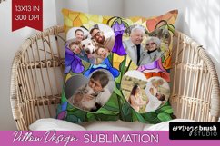Stained Glass Photo Pillow PNG - Flowers Picture Frame Cover Product Image 1