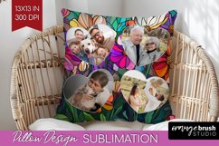 Stained Glass Photo Pillow PNG - Flowers Picture Frame Cover Product Image 1