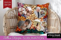 Stained Glass Photo Pillow PNG - Flowers Picture Frame Cover Product Image 1