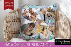 Stained Glass Photo Pillow PNG - Flowers Picture Frame Cover Product Image 1