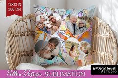 Stained Glass Photo Pillow PNG - Flowers Picture Frame Cover Product Image 1