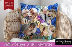 Stained Glass Photo Pillow PNG - Flowers Picture Frame Cover Product Image 1