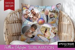 Stained Glass Photo Pillow PNG - Flowers Picture Frame Cover Product Image 1
