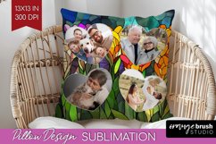 Stained Glass Photo Pillow PNG - Flowers Picture Frame Cover Product Image 1