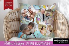 Stained Glass Photo Pillow PNG - Flowers Picture Frame Cover Product Image 1