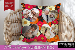 Retro Flowers Photo Pillow PNG - Floral Picture Frame Pillow Product Image 1