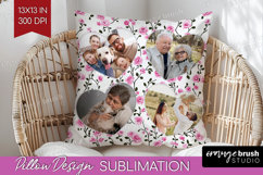 Retro Flowers Photo Pillow PNG - Floral Picture Frame Pillow Product Image 1