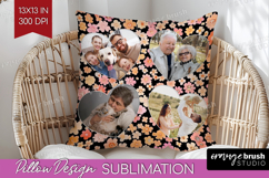 Retro Flowers Photo Pillow PNG - Floral Picture Frame Pillow Product Image 1
