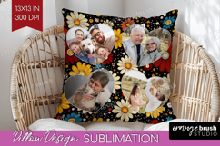 Retro Flowers Photo Pillow PNG - Floral Picture Frame Pillow Product Image 1