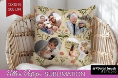 Flowers Photo Pillow PNG - Vintage Floral Picture Frame Product Image 1