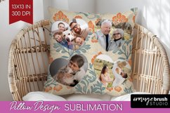 Flowers Photo Pillow PNG - Vintage Floral Picture Frame Product Image 1