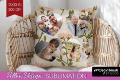 Flowers Photo Pillow PNG - Vintage Floral Picture Frame Product Image 1