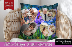 Stained Glass Photo Pillow PNG - Flowers Picture Frame Cover Product Image 1