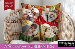 Stained Glass Photo Pillow PNG - Flowers Picture Frame Cover Product Image 1