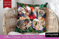 Stained Glass Photo Pillow PNG - Flowers Picture Frame Cover Product Image 1