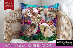 Stained Glass Photo Pillow PNG - Flowers Picture Frame Cover Product Image 1