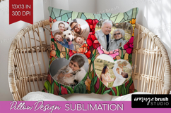 Stained Glass Photo Pillow PNG - Flowers Picture Frame Cover Product Image 1