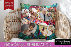 Stained Glass Photo Pillow PNG - Flowers Picture Frame Cover Product Image 1