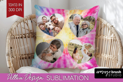 Tie Dye Photo Pillow PNG - Rainbow Picture Frame Pillow Product Image 1