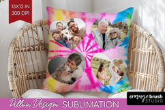 Tie Dye Photo Pillow PNG - Rainbow Picture Frame Pillow Product Image 1