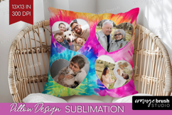 Tie Dye Photo Pillow PNG - Rainbow Picture Frame Pillow Product Image 1