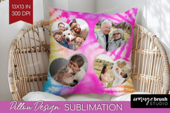 Tie Dye Photo Pillow PNG - Rainbow Picture Frame Pillow Product Image 1