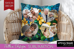 Stained Glass Photo Pillow PNG - Flowers Picture Frame Cover Product Image 1