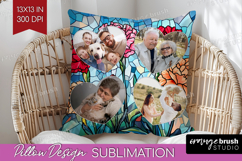 Stained Glass Photo Pillow PNG - Flowers Picture Frame Cover Product Image 1
