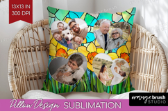 Stained Glass Photo Pillow PNG - Flowers Picture Frame Cover Product Image 1