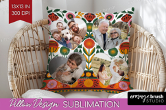 Folk Flowers Photo Pillow PNG - Floral Picture Frame Pillow Product Image 1