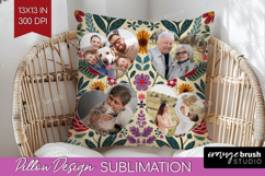 Folk Flowers Photo Pillow PNG - Floral Picture Frame Pillow Product Image 1