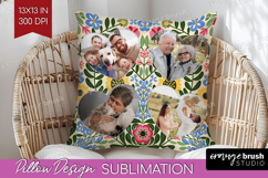 Folk Flowers Photo Pillow PNG - Floral Picture Frame Pillow Product Image 1