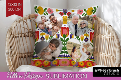 Folk Flowers Photo Pillow PNG - Floral Picture Frame Pillow Product Image 1