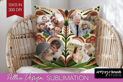 Folk Flowers Photo Pillow PNG - Floral Picture Frame Pillow Product Image 1