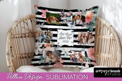 Family Photo Frame Pillow Sublimation - Floral Pillow Cover Product Image 1