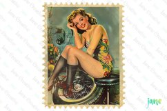 Pin-Up Girl Postage Stamps Sublimation Product Image 1