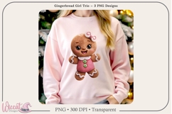 Gingerbread Girl Trio PNG Bundle | 3 Sublimation Designs Product Image 4