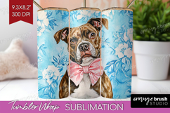 Pitbull Dog Tumbler Wrap Floral Dog Tumbler PNG Sublimation Product Image 1