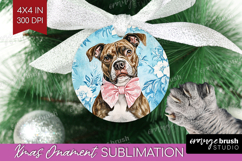 Pitbull Dog Ornament PNG Floral Dog PNG Sublimation Product Image 1