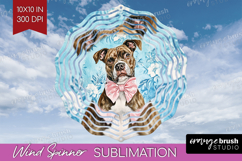 Pitbull Dog Wind Spinner Sublimation PNG Floral Dog Round Product Image 1