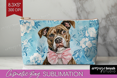 Pitbull Dog Cosmetic Bag Floral Dog Makeup Bag PNG Product Image 1