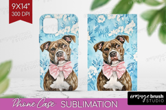 Pitbull Dog Phone Case PNG Floral Dog Case PNG Sublimation Product Image 1