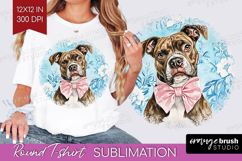 Pitbull Dog Round Tshirt Background Floral Dog PNG Product Image 1