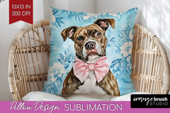 Pitbull Dog Pillow Sublimation Floral Dog Pillow Cover PNG Product Image 1