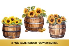 3 png Watercolor Flower Barrel, Flower Barrel Clipart PNG Product Image 1