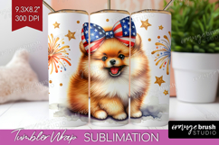 Pomeranian Dog Tumbler Wrap Patriotic Dog Tumbler PNG Product Image 1