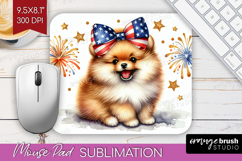 Pomeranian Dog Mouse Pad Sublimation Patriotic Dog Mousepad Product Image 1