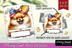 Pomeranian Dog Money Card PNG 4th of July Money Card Holder Product Image 1