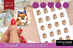Pomeranian Dog Round Sticker Patriotic Dog Printable Sticker Product Image 1